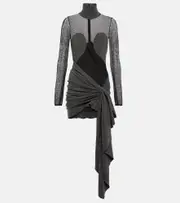 [Alaia] Alaïa Mesh and wool draped minidress AU 18 black