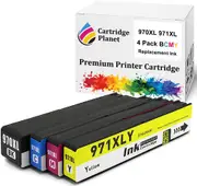 4 Pack (1BK,1C,1M,1Y) Compatible Ink for HP 970XL 971XL for HP Officejet PRO X451dw PRO X476dw PRO X551dw PRO X576dw