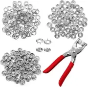 Hollow Five-Prong Snap Buttons, 50 Sets Silvery Metal Snaps Buttons