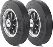 (2-Pack 10'' x 2'' Flat Free Solid Rubber Tire and Wheel, 3/4" & 5/8" & 1/2" Axles Bore Hole with 2.23" Offset Hub, Replacement 10 Inche Wheel for Dolly Hand Trucks and Wheelbarrows