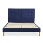 Levede Bed Frame Queen Size Mattress Base Platform Wooden Velevt Headboard Blue