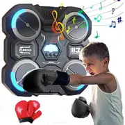 Smart Boxing Trainer Music Light Up Board Wall Mounted Home Gym Equipment Gloves Fitness Exercise Machine Kids Age 5+