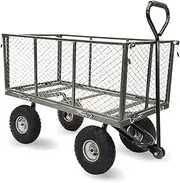 Steel Mesh Garden Trolley Cart 300kg Capacity - Hammer Grey
