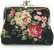 [Sanxiner] Cute Floral Buckle Coin Purses Vintage Pouch Kiss-lock Change Purse Wallets