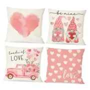 Valentines Day Pillow Covers 18X18 Set of 4 Gnome 18" x 18" (Pack of 4) Pink