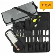 15 Slots Chef Knife Cutlery Roll Bag Kitchen Cooking Tools Storage Cases Canvas