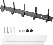 Eydeal Hand Towel Hooks Rack Wall Mount Adhesive Stainless Steel Metal Coat Hangers for Front Door Bathroom Bedroom Office (Black, 5 Hooks)