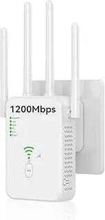 WiFi Extender, 1200Mbps, 2.4G/5G WiFi Signal Repeater, Universal Wireless Coverage, Supports up to 35 Devices, Plug and Play Type