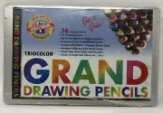 Art Pencils KOH-I-NOOR Triocolor Grand Drawing Cedarwood Chartpak Oversize