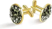 [Generic] Watercolor Army Green Stars Print Classic Stainless Steel Cufflinks for Mens, Suit Shirt Cuff Links Jewelry Business Wedding Gifts, Golden