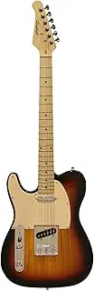 Sawtooth ET Series Left-Handed Electric Guitar, Black with Aged White Pickguard