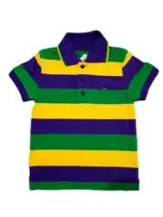 2T Toddler Classic Mardi Gras Stripe PGG Short Sleeve Polo Shirt XXS