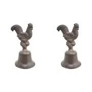 2x LVD Bell Rooster Vintage Home/Office Decor Table/Desk Display 8x16cm Brown