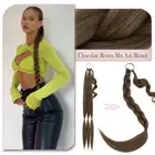 TRENDY Long Braided Ponytail Hair Extensions Real Thick Wrap On Bubble Pony Tail