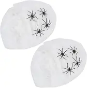 Topyond Halloween Spiders Webs 2 Bags Super Stretch Cobwebs for Indoor Outdoor Parties,Creepy Spiders Prop for Spooky Decorations Halloween Party Supplies