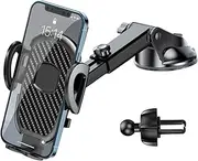Car Phone Holder [Strong Suction] Universal Mobile Phone Holder for Car, 360° Rotary Adjustable Car Phone Mount for Dashboard Windshield and Vents, Suitable for All 4”-7” Mobile Phones, Black