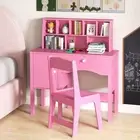 Kids Study Desk and Chair Set Student Wooden Writing Table w/Storage Cabinet