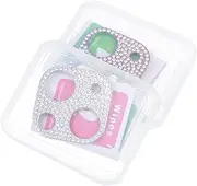 LABRIMP 2pcs Shiny Rhinestone Lens Guards for Iphone13mini Hard Aluminum Alloy Phone Lens Protectors