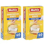 80x Multix 18cm Sandwich Bags Resealable Food Storage Zip Lock Container Bag
