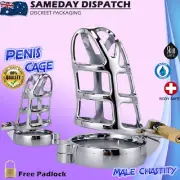 BDSM Penis Chastity Cage Kit Cock Fetish Padlock Restraint Bondage Male Sex Toy