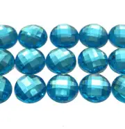 100 Blue Acrylic Flatback Rhinestone Faceted Round Gems 12mm No Hole