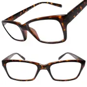 Casual Smart Nerd Geeky Look Rectangle Tortoise Reader 2.75 Reading Glasses