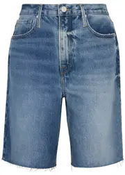 Frame Distressed Denim Bermuda Shorts - Dark Blue - W27 W27