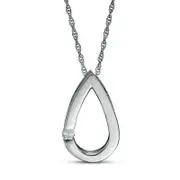 Natural Diamond Accent Teardrop Pendant in 10K White Gold