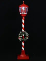 Santa Snow Globe & Wreath Indoor Christmas Music Lamp Post - 1.5m