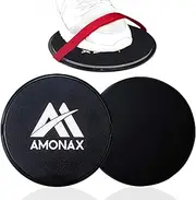 Amonax Gliding Disc, Double Sided Core Slider with Straps for Fitness Exercise at Gym & Home
