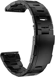 Titanium Watch Band for Fenix 7/ Fenix 6 / Fenix 5 /epix Pro 47mm, Quick Fit 22mm Titanium Metal Wristband with Stainless Steel Buckle for Garmin Quatix 7,Approach S62 (Black)