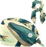 [YTYVAGT] Scrub Caps Women,Scrub Hats Suitable for Women,Art Whale Animal Pattern
