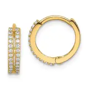Madi K Kid's Earrings 14k Yellow Gold Cubic Zirconia Hinged, 1.26 gram