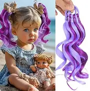 Mini Colorful Rubber Band Ponytail – Colored Braids Hair Extensions with Rubber Band Playful & Stylish Hair Accessory (PurPle)