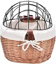 Pet Wicker Bikke Basket Front - Pet Woven Wicker Bikke Basket | Pet Carrier Front Basket | Front Basket with Wire Mesh | Willow Bicycl Front Woven Pet Basket | Bikke Pet Carrier Basket | Dog Car