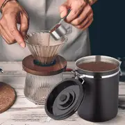 304 Stainless Steel Airtight Coffee Canister with Scoop-Black