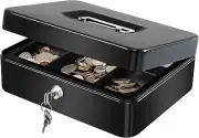 KYODOLED Large Metal Cash Box with Money Tray and Lock,Money Box with Cash