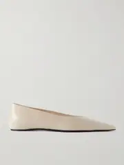[TOTEME] TOTEME - + Net Sustain The Asymmetric Ballerina Leather Point-toe Flats - White - IT35 IT 35 White