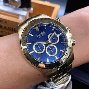 【BOSS】BOSS伯斯男錶型號HB1513340(寶藍色錶面金色錶殼金色精鋼錶帶款)