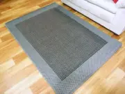 Flat-weave Evalasting Black Grey Floor Rugs Door Mats & Runner Rubber Backed