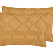 Cleverpolly Microfibre Tufted Pillowcases - Ultra Soft, Comfy, Embroidered - Set of 2 Luxurious Standard Covers - Caramel