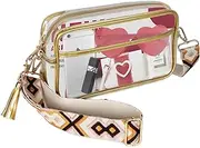 Clear Bag Stadium Approved, Clear Crossbody Bag Adjustable Shoulder Strap for Concerts Sports Events Festivals, Gold