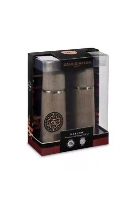 Cole & Mason~Marlow 7" Wood Salt And Pepper Mill Grinder Set, Brown~NIB*Box Wear