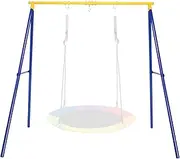Costway Heavy Duty Hammock Stand, Outdoor Metal Swing Rack Frame w/Ground Stakes & Two Hanging Ways for Backyard,Park&Poolside,Hold Up to 250kg (Without Swing) (Blue and Yellow)