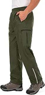 [Jogwits] Waterproof rain Trousers for Men, Breathable, Windproof, Outdoor Trousers, Elastic Waistband, Trousers, Lightweight rain Trousers for Hiking, Camping, Golf, Army Green, L