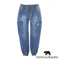 在飛比找momo購物網優惠-【California Republic】工裝灰藍色牛仔男縮