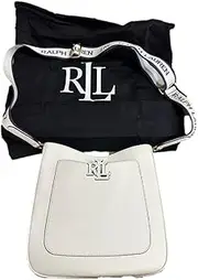 [Ralph Lauren] LAUREN full-grain Leather smooth finish Canvas & Leather Cameryn Crossbody, Off-white