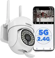 EVERSECU 2K 3.0MP Outdoor WiFi PTZ Security Camera, 2.4G&5G WiFi, Auto Tracking, 2 Way Audio, Color & Infrared Night Vision, Work with Alexa, SD Card & Cloud Storage, ONVIF Conformant IP CCTV Camera