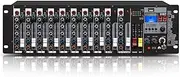 Stereo Line Rack Mixer 8 Channel, Microphone Preamplifiers, Rackmount Audio Mixer, 3 Band Eq per Channel, Support USB/mp3 Playback, XLR Inputs, for Recording Studios, Concerts, Meetings
