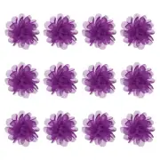 12-Pack Chiffon Flowers 1.97 x 1.97" Fabric Flowers for Craft [Fuchsia]